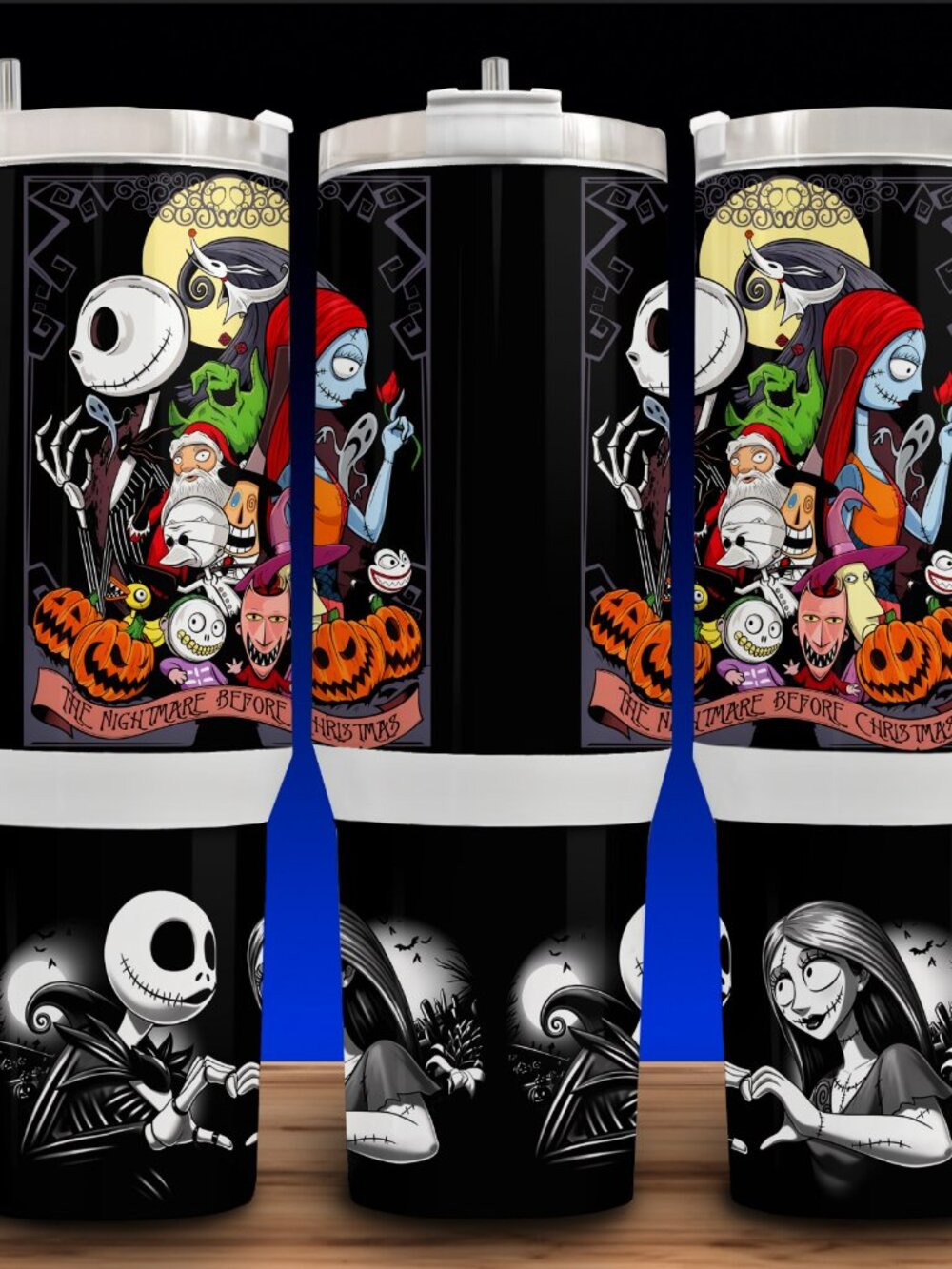 40oz Jack & Sally Skellington Nightmare Before Cup Mug Tumbler with Handle